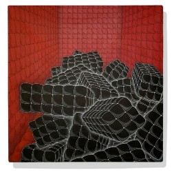 Perino & Vele - Senza titolo (balck pillows and red room), 2010
pastel and tempera on papier-mâchè
cm 121,5 x 121,5 x 17