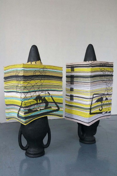 Perino & Vele - From here, 2016 papier-màchè, pastel, fibreglass, asphalt (66 sheets) cm84,5 x 38 x 26,5