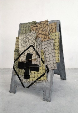 Perino & Vele - Senza Titolo(Luoghi Comuni), 2011
galvanized iron, pastel e tempera on papier-mâchè (26 sheets)
cm 94 x 70,5 x 73
