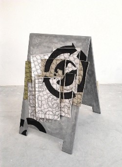 Perino & Vele - Senza Titolo(Luoghi Comuni), 2011
galvanized iron, pastel e tempera on papier-mâchè (25 sheets)
cm 94 x 66 x 73